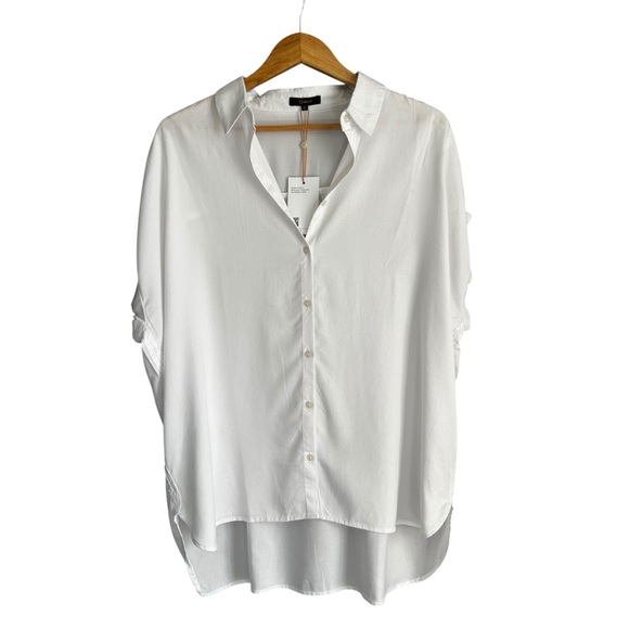 Quince Vintage Wash Tencel Camp Shirt White Button-Up Top XL - Picture 3 of 10